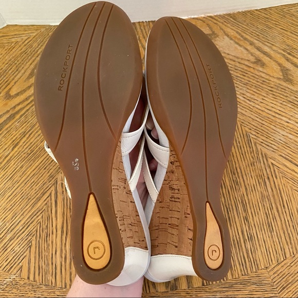 Rockport White Thong Sandal Wedges - Picture 6 of 9